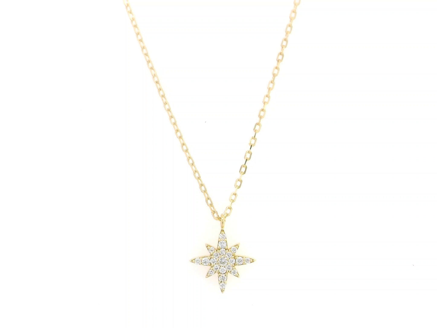 Diamond north star pendant necklace in 18K yellow gold by Emirates Diamonds