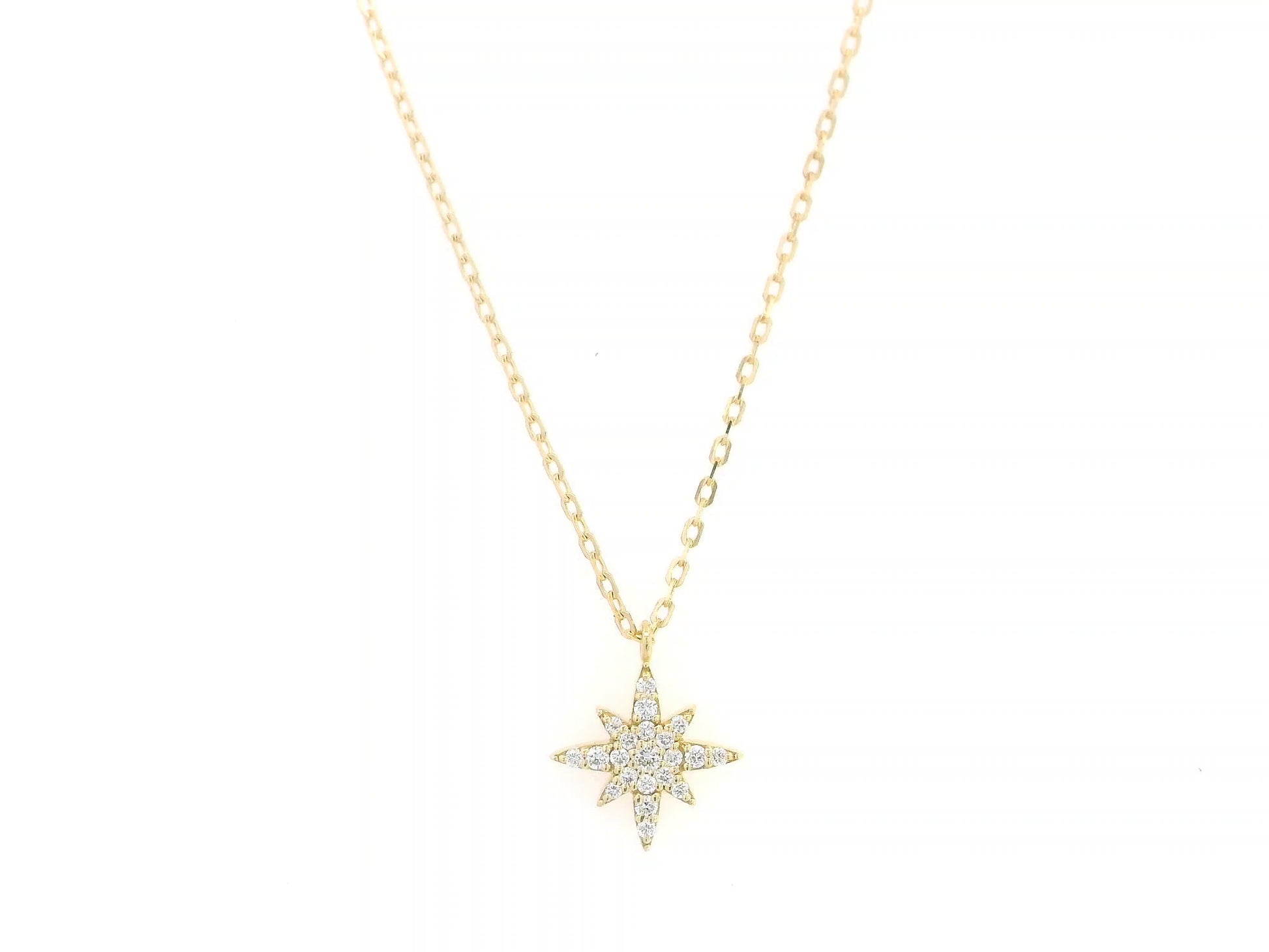 Diamond north star pendant necklace in 18K yellow gold by Emirates Diamonds