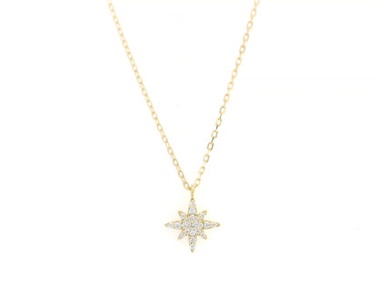 Diamond north star pendant necklace in 18K yellow gold by Emirates Diamonds