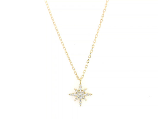 Diamond north star pendant necklace in 18K yellow gold by Emirates Diamonds