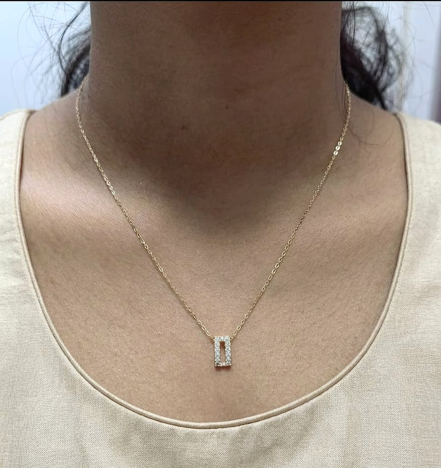 Diamond Geometric Pendant Necklace in 18K Yellow Gold