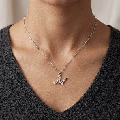 Diamond Initial M Alphabet Pendant In 18k Gold