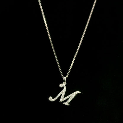 Diamond Initial M Alphabet Pendant In 18k Gold