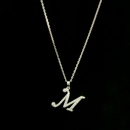 Diamond Initial M Alphabet Pendant In 18k Gold