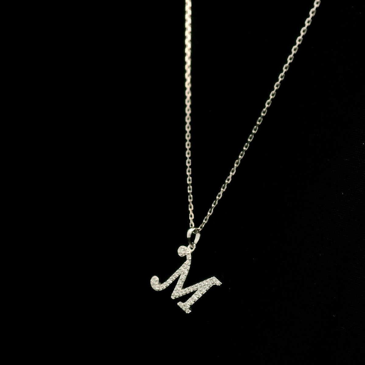 Diamond Initial M Alphabet Pendant In 18k Gold