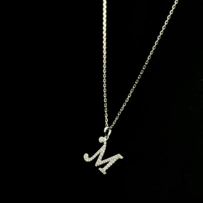 Diamond Initial M Alphabet Pendant In 18k Gold