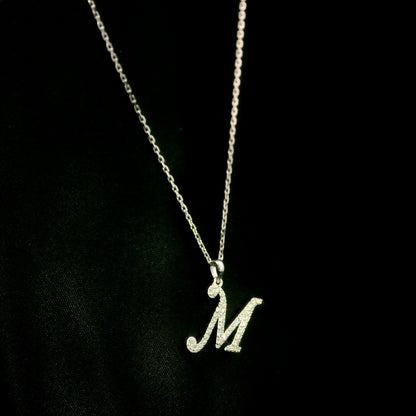 Diamond Initial M Alphabet Pendant In 18k Gold