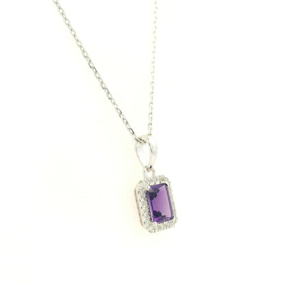 Amethyst and Diamond Pendant in 18K White Gold