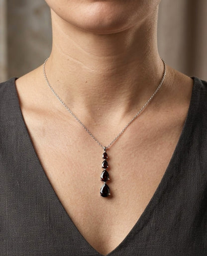 Shaped Garnet Drop Pendant in 18K White Gold- Pear Shaped Garnet