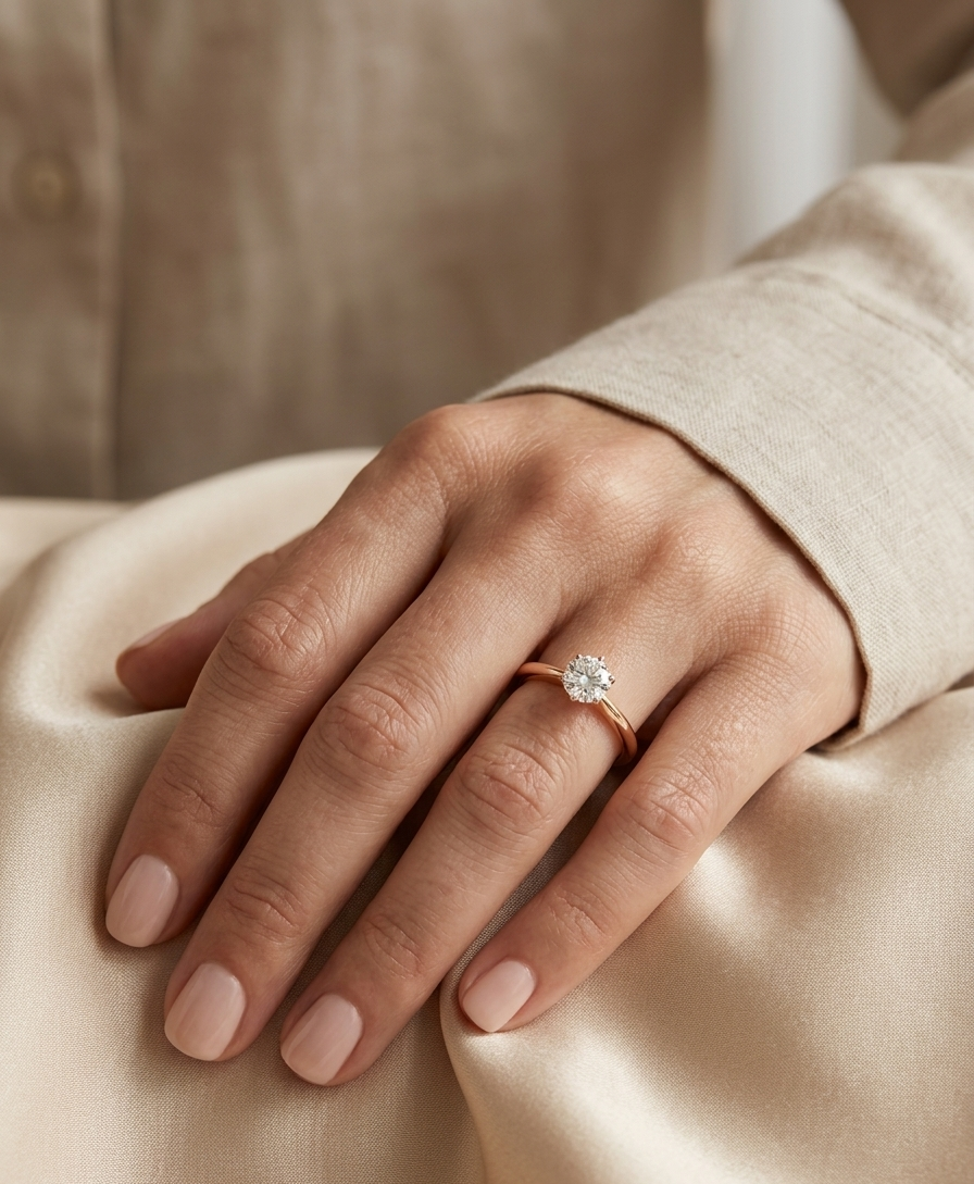 Diamond solitaire ring in 18K rose gold with 0.50 carat GIA certified round diamond – Emirates Diamonds