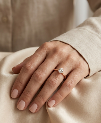 Diamond solitaire ring in 18K rose gold with 0.50 carat GIA certified round diamond – Emirates Diamonds