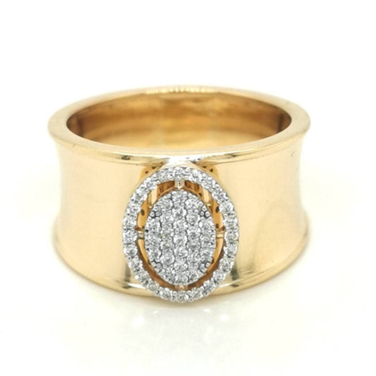 Cigar, Wide Band Diamond Cluster Ring In 18k Yellow Gold.