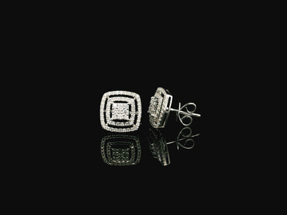 Diamond cluster stud earrings 0.64 carat in 18K white gold by Emirates Diamonds