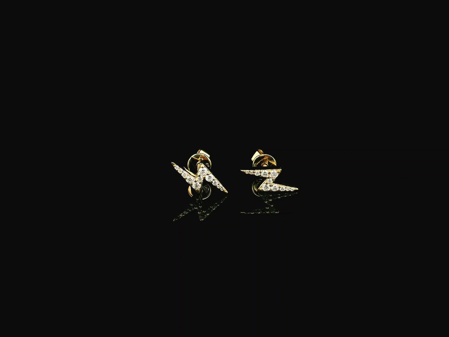 Diamond Lightning Bolt Stud Earrings in 18K Yellow Gold