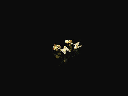 Diamond Lightning Bolt Stud Earrings in 18K Yellow Gold