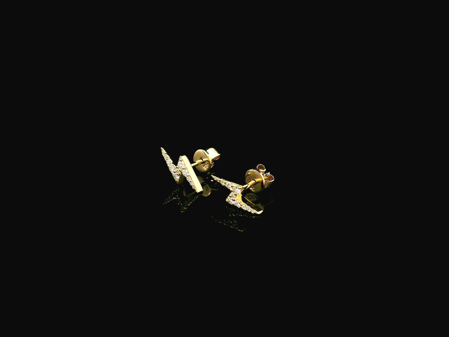 Diamond Lightning Bolt Stud Earrings in 18K Yellow Gold