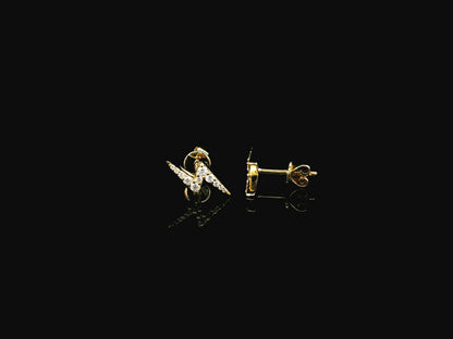 Diamond Lightning Bolt Stud Earrings in 18K Yellow Gold