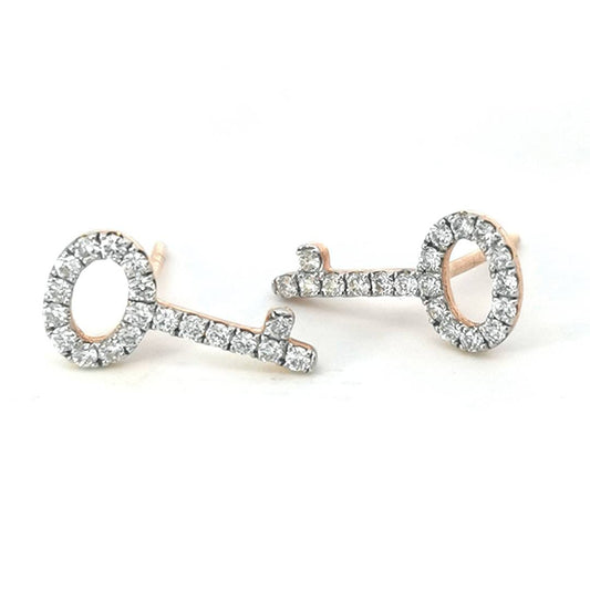 Diamond Key Earrings In 18k Rose Gold