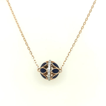 Enameled Ball Necklace With Diamond In 18k Rose Gold.