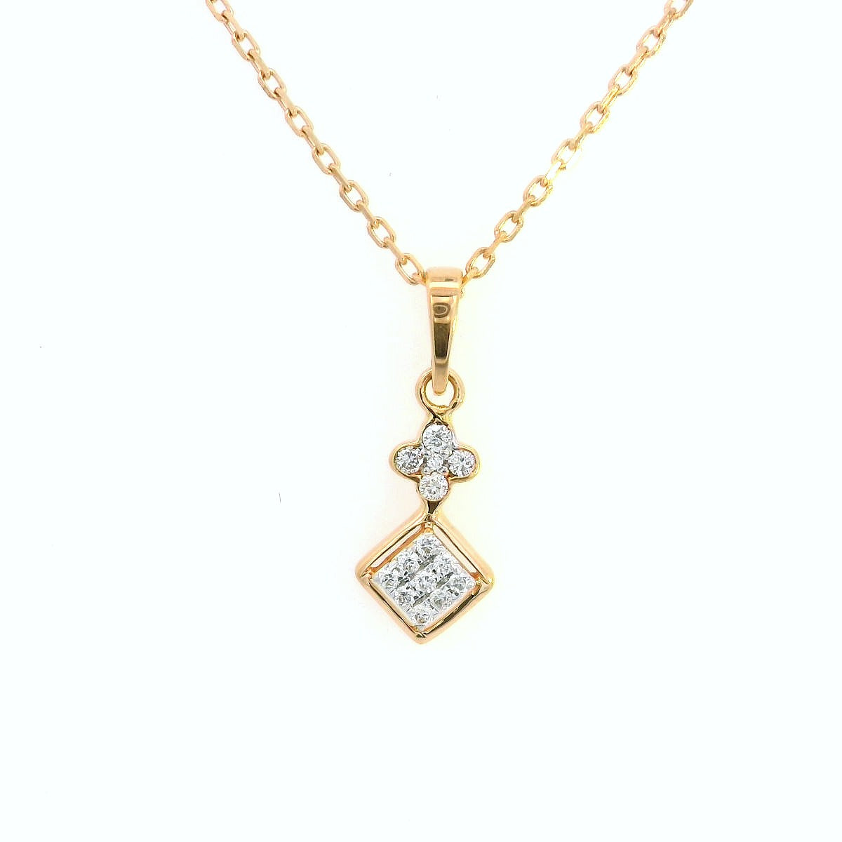 Elegant 18K Gold Diamond Pendant Necklace – 0.07 Carat Brilliant Cut