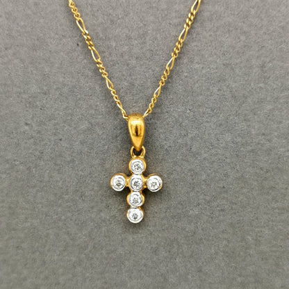 Diamond Cross Pendant In 18k Yellow Gold.