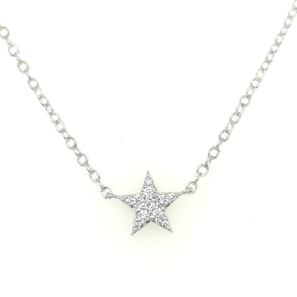 Diamond Star Necklace In 18k White Gold.