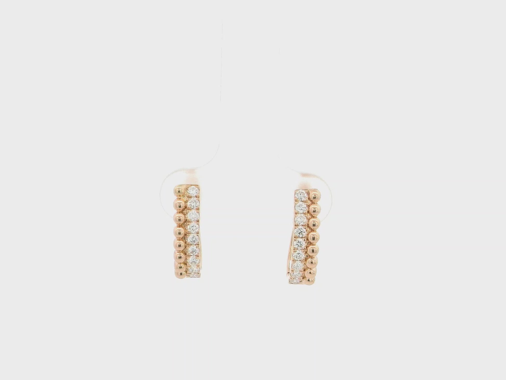 18K rose gold diamond hoop earrings with bead detailing, 0.32 carat total diamonds, elegant modern design – Emirates Diamonds