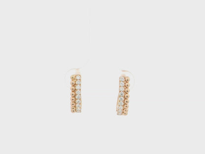 18K rose gold diamond hoop earrings with bead detailing, 0.32 carat total diamonds, elegant modern design – Emirates Diamonds