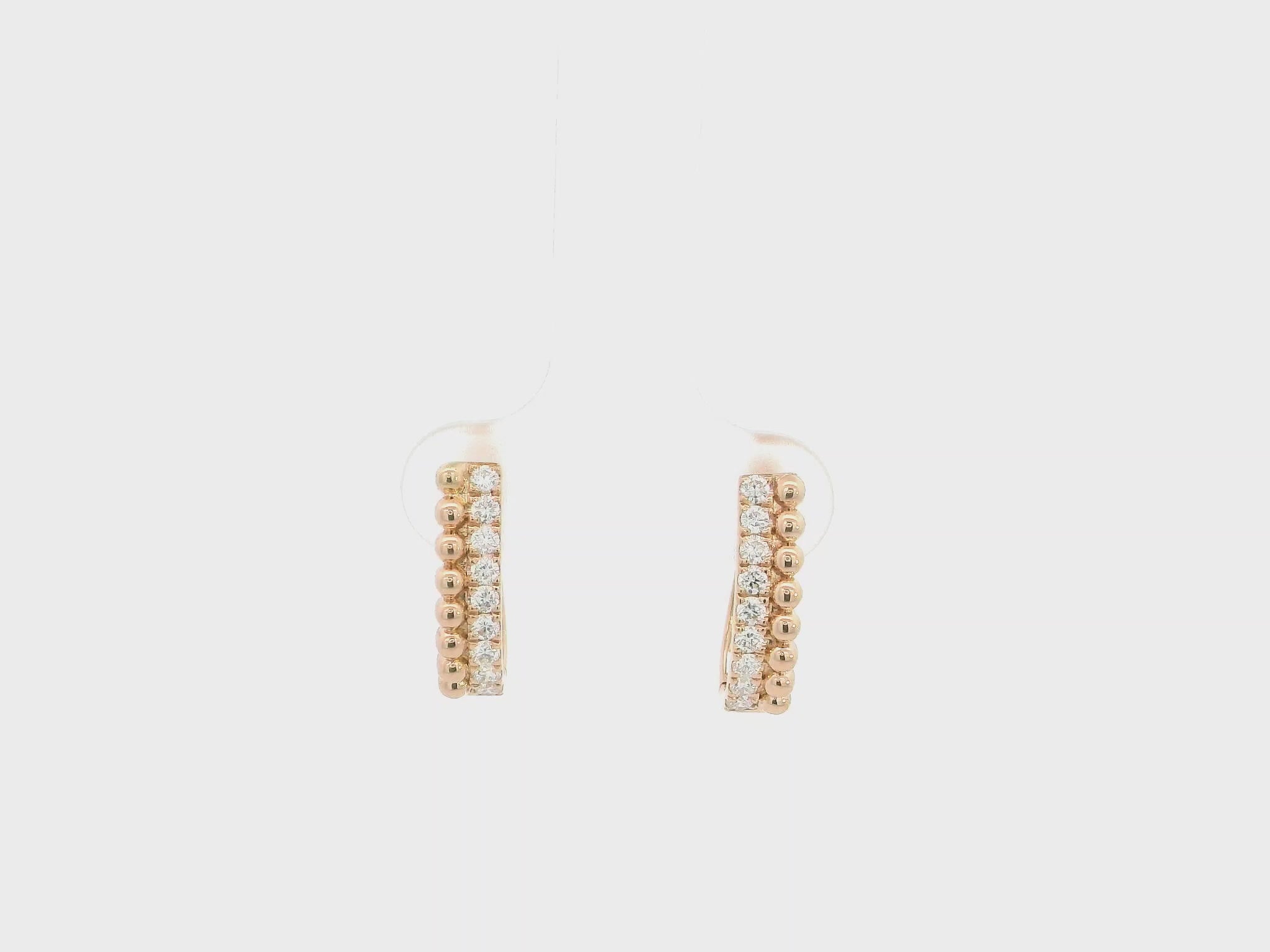 18K rose gold diamond hoop earrings with bead detailing, 0.32 carat total diamonds, elegant modern design – Emirates Diamonds