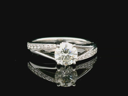 Split Shank Solitaire Diamond 0.70 Carat Ring In 18k Gold.