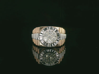 Men’s 18K two-tone gold diamond statement ring with 0.61ct cluster center – Emirates Diamonds