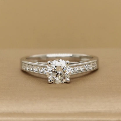 Diamond Engagement Ring In 18k White Gold.