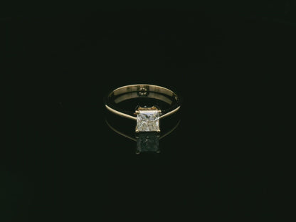 Princess cut diamond solitaire ring in 18K yellow gold by Emirates Diamonds