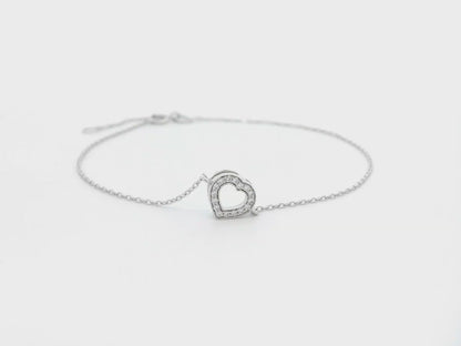 18k Yellow Gold Heart Bracelet with Diamond Accents.