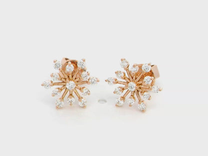 Starburst Diamond Earrings In 18 Rose Gold.