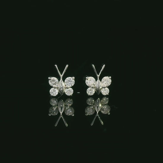18K white gold diamond butterfly stud earrings – delicate small butterfly earrings by Emirates Diamonds