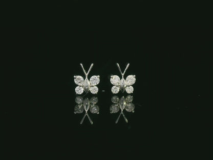 18K white gold diamond butterfly stud earrings – delicate small butterfly earrings by Emirates Diamonds