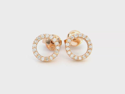 Chic Open Circle Diamond Earrings in 18K Rose Gold - Timeless Elegance