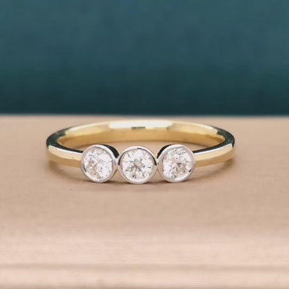 Trilogy, Three Diamond Ring In 18k Yellow Gold.