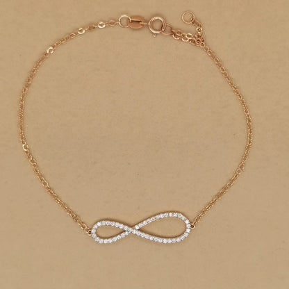 Infinity Symbol Diamond Bracelet In 18k Rose Gold.