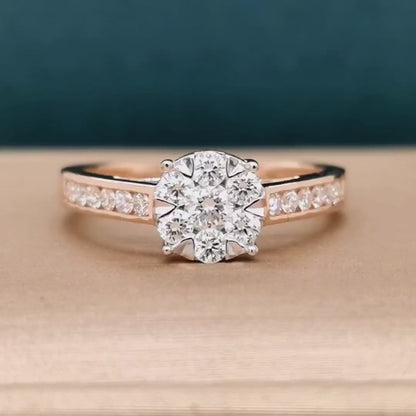 Cluster Set Diamond Ring In 18k Rose Gold.