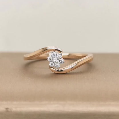 Diamond Flower Ring In 18k Rose Gold.