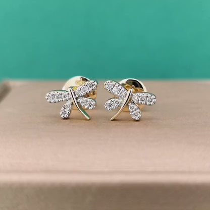 Dragonfly Stud earrings In 18k Yellow Gold.
