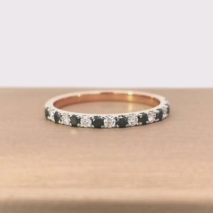 Black And White Diamond Ring In 18k Rose Gold.
