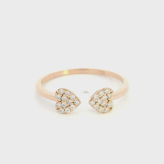 Diamond open heart ring in 18K rose gold by Emirates Diamonds