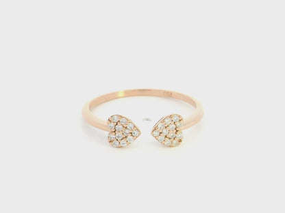 Diamond open heart ring in 18K rose gold by Emirates Diamonds