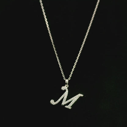 Diamond Initial M Alphabet Pendant In 18k Gold