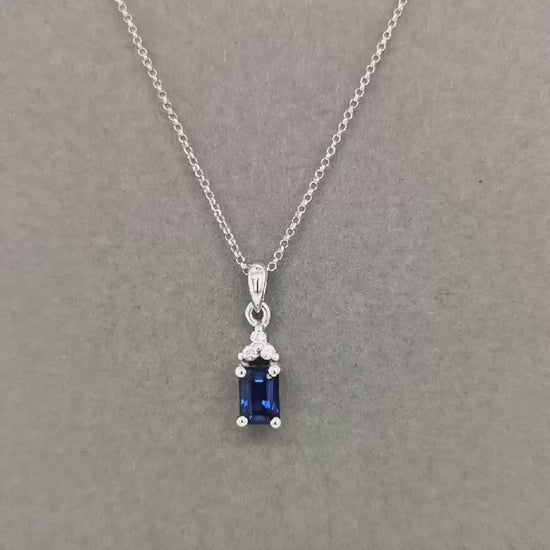 Sapphire And Diamond Pendant In 18k White Gold.