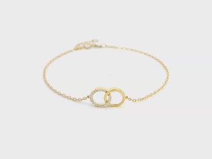 18K Yellow Gold Interlinked Circles Diamond Bracelet.