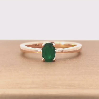 Solitaire Emerald Ring In 18k Rose Gold.